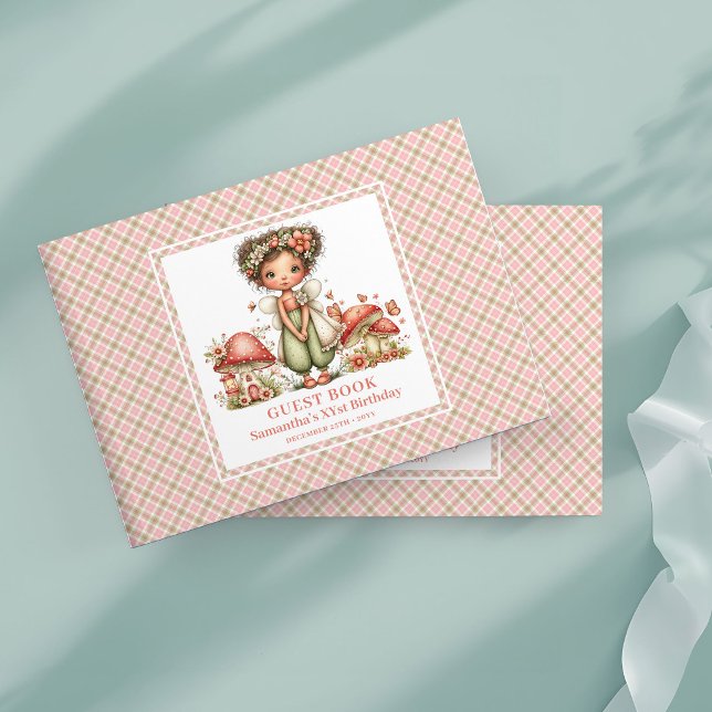 Livro de Visitas de Aniversário de 1 ano da Fada P (Pink Whimsy Fairy 1st Birthday Guest Book)