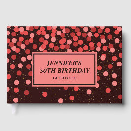 Livro de Visitas de Aniversário Preto e Vermelho c