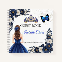 Livro de Visitas de Borboletas Quinceañera Azul Ro