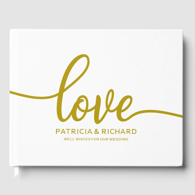 Livro de Visitas de Casamento Amor Dourado Script  (Frente)