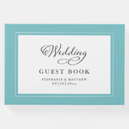 Livro de Visitas de Casamento Aqua Rosto Elegante 