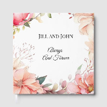 Livro de Visitas de Casamento Aquarela Rosa Românt
