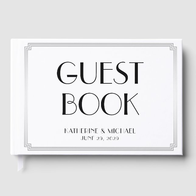 Livro de Visitas de Casamento Art Déco Prata O Gra (Frente)