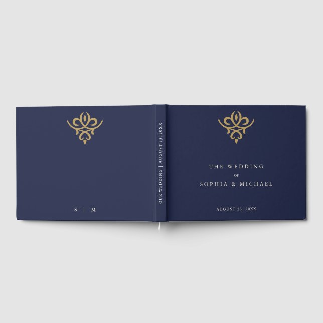 Livro de Visitas de Casamento Azul Marinho Old Mon (Completo)
