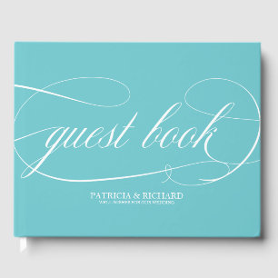 Livro de Visitas de Casamento Azul Purista Chic Si