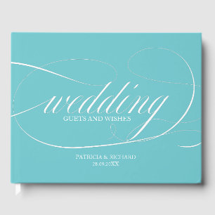 Livro de Visitas de Casamento Azul Purista Simples