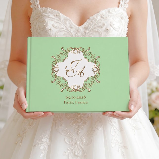 Livro de Visitas de Casamento Barroco Verde Menta (Criador carregado)