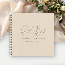 Livro de Visitas de Casamento Bege Arenoso Elegant