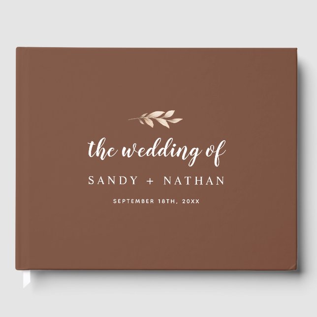 Livro de Visitas de Casamento Boho Leaf (Frente)