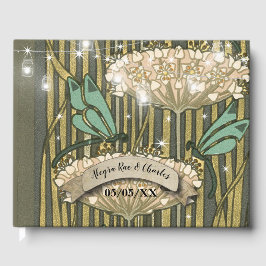 Livro de Visitas de Casamento Boho Libélula Lírio-