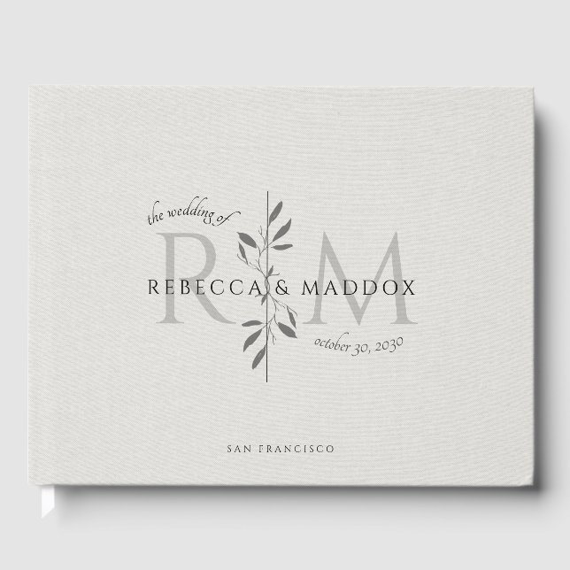 Livro de Visitas de Casamento Botânico Elegante (Frente)