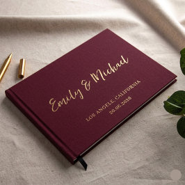 Livro de Visitas de Casamento Burgundy Personaliza