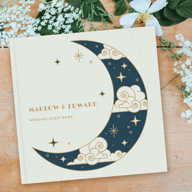 Livro de Visitas de Casamento Celestial Lua e Estr (Criador carregado)
