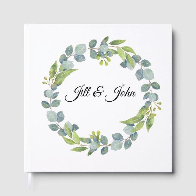 Livro de Visitas de Casamento com Coroa de Eucalip (Frente)