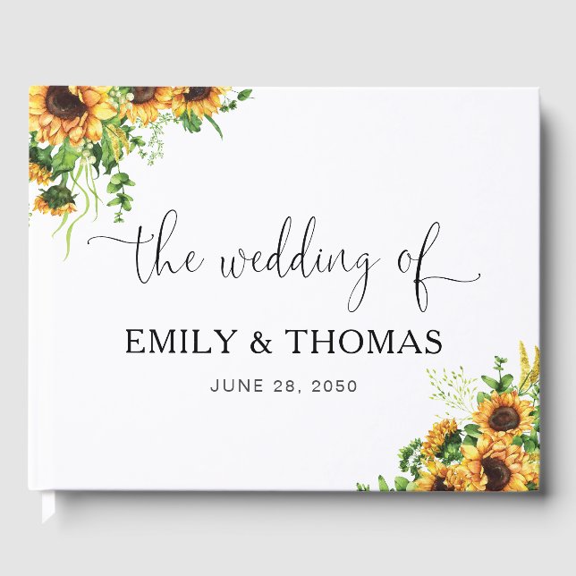 Livro de Visitas de Casamento com Flores Amarelas (Frente)