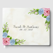 Livro de Visitas de Casamento com Flores em Aquare