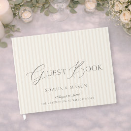 Livro de Visitas de Casamento com Listras Bege Mín