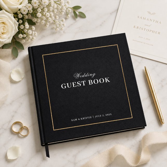 Livro de Visitas de Casamento com Moldura Dourada  (Criador carregado)