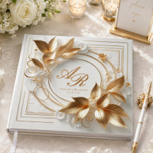 Livro de Visitas de Casamento com Monograma de Our