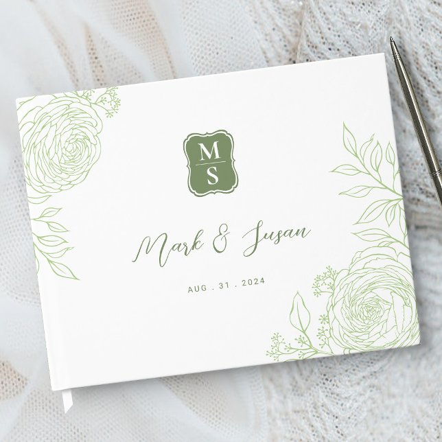Livro de Visitas de Casamento com Monograma em Art (Criador carregado)