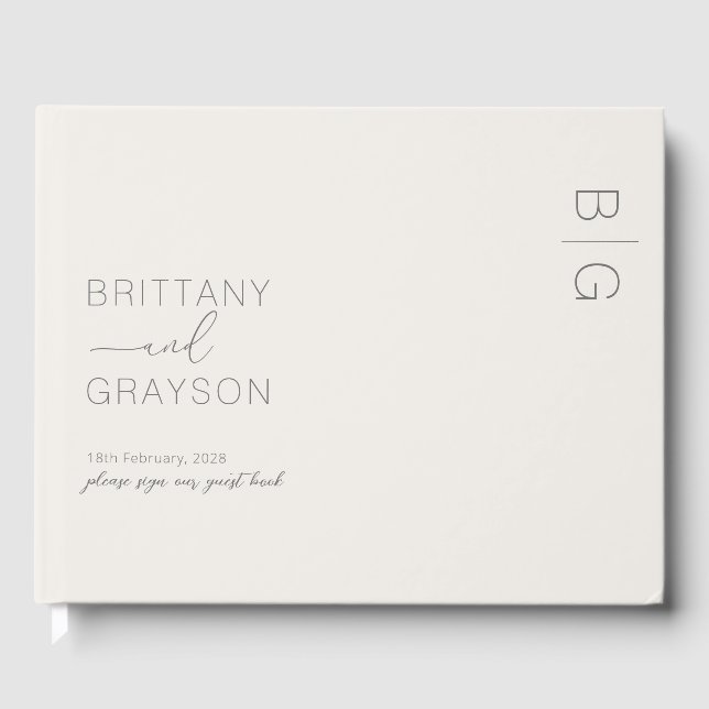 Livro de Visitas de Casamento com Monograma Modern (Frente)