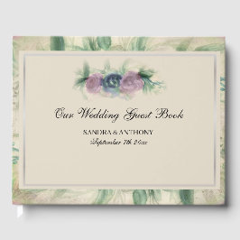 Livro de Visitas de Casamento com Rosa em Aquarela