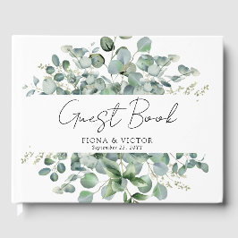 Livro de Visitas de Casamento com Verde de Eucalip