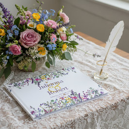 Livro de visitas de casamento de flores silvestres