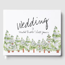 Livro de visitas de casamento de inverno com pinhe