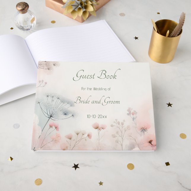 Livro de Visitas de Casamento Delicado Renda de Ra (Frente aberta)