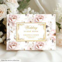 Livro de visitas de casamento dourado boho moderno