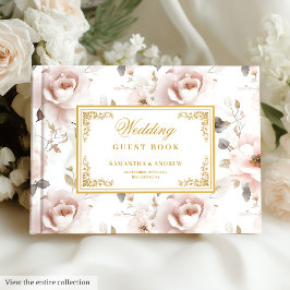 Livro de visitas de casamento dourado boho moderno