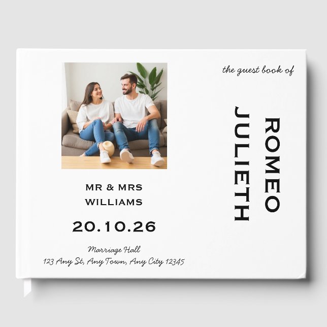 Livro de Visitas de Casamento Editorial Moderno (Frente)