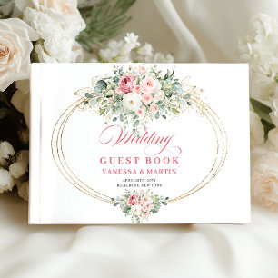 Livro de Visitas de Casamento Elegante com Rosas C