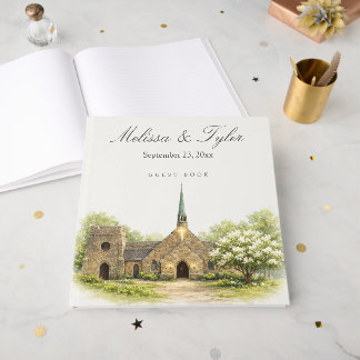 Livro de Visitas de Casamento Elegante em Aquarela
