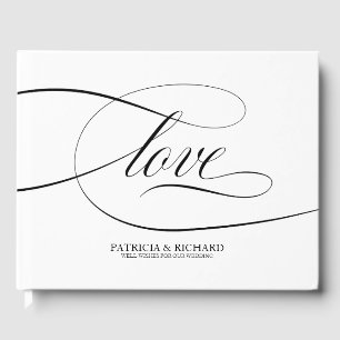 Livro de Visitas de Casamento Elegante Letra Preta
