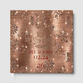 Livro de Visitas de Casamento Elegante Rosa Dourad