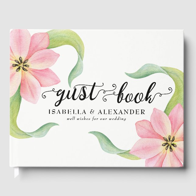 Livro de Visitas de Casamento Elegantes Tulipas Ro (Frente)