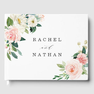 Livro de Visitas de Casamento Flor de Blush Branco