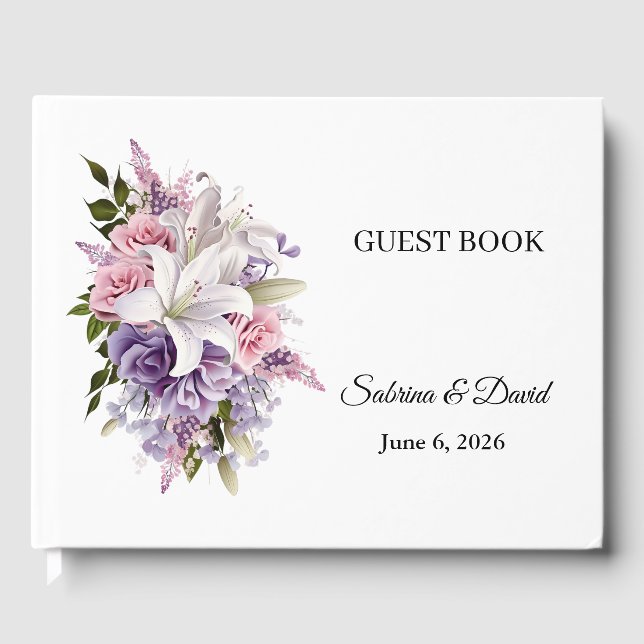 Livro de Visitas de Casamento Floral (Frente)