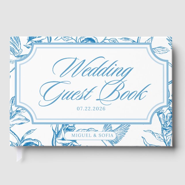 Livro de Visitas de Casamento Floral Azul – Clássi (Frente)