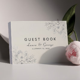Livro de Visitas de Casamento Floral Azul Empoeira