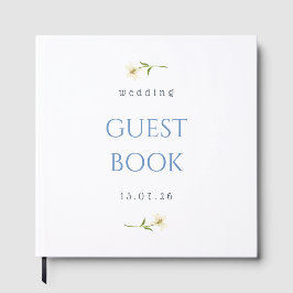 Livro de Visitas de Casamento Floral Azul Minimali