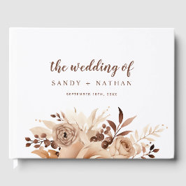 Livro de Visitas de Casamento Floral Bege Boho