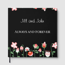 Livro de Visitas de Casamento Floral e Preto Elega