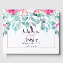 Livro de visitas de casamento floral em aquarela r