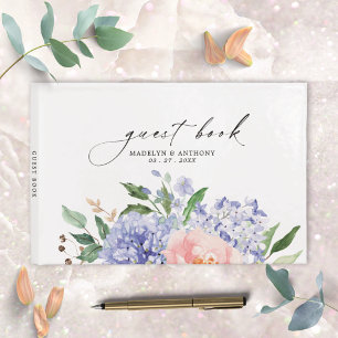 Livro de Visitas de Casamento Floral Hortênsia Azu