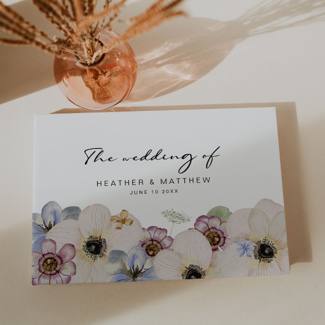 Livro de Visitas de Casamento Floral Moderno (Modern Floral Watercolor  Wedding Guest Book by Painted Paperie
)