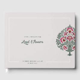 Livro de Visitas de Casamento Floral Mogol Luxuoso