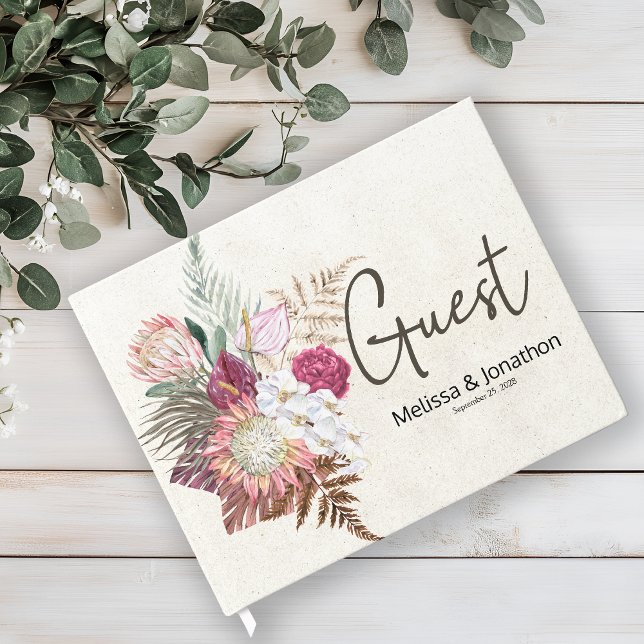 Livro de Visitas de Casamento Floral Neutro Boho P (Criador carregado)